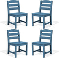 SERWALL Outdoor Dining Chairs Set of 4, All-Weather HDPE Patio Chair with 19.7" Widened Seat, for Backyard, Garden, Blue