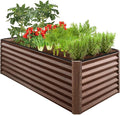 Best Choice Products 6x3x2ft Outdoor Metal Raised Garden Bed, Deep Root Box Planter for Vegetables, Flowers, Herbs, 269 Gallon Capacity, 100% Non Toxic Materials - Dark Brown Wood Grain