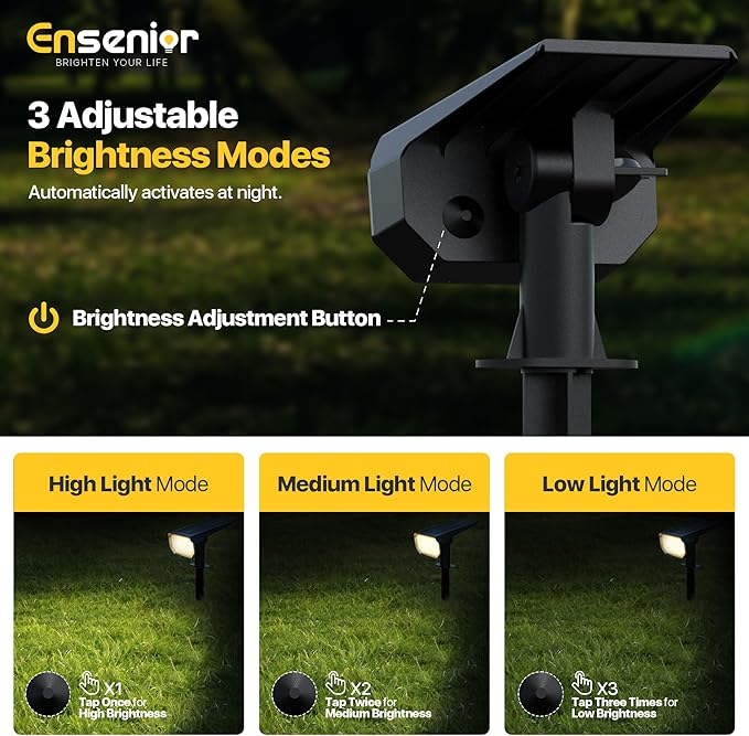 Ensenior Solar Spotlights Outdoor, 56 LEDs Brightness Adjustable 3000K LED Solar Garden Lights, Halloween Christmas Landscape Lighting for Flag/Yard/Pathway, IP65 Waterproof - 4 Pack