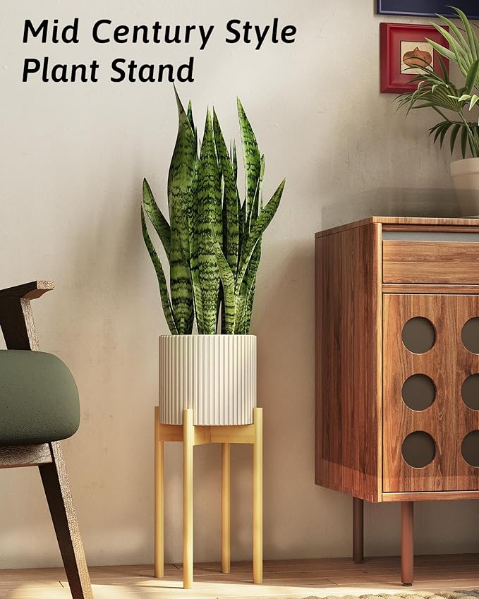 Adjustable Plant Stand Indoor, Bamboo Plant Stand Fits 8 9 10 11 12 Inches, Small Corner Planter Holder for Indoor Plants, Single Floor Plant Stands for Living Room Balcony, Natural Tall
