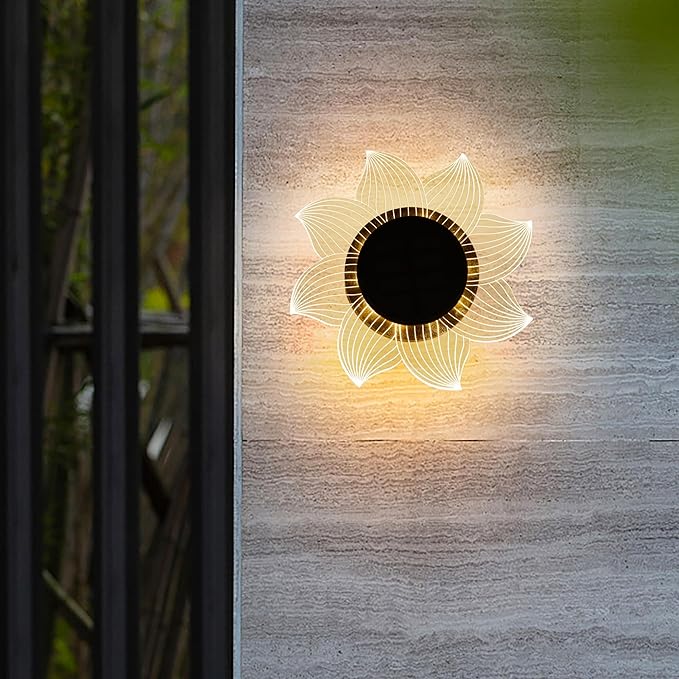 Roaming Acrylic Petal Bury Light 3-Pack Suitable for Gardens, Courtyards, Terraces, Corridors, Alleys, and Pedestrian Walkways (Sunflower)