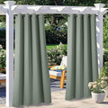 NICETOWN 2 Panels Sage Green Blackout Outdoor Curtains for Patio Waterproof, Thermal Insulated Rustproof Grommet Durable Indoor Outdoor Blinds Light Blocking for Yard Party/Picnic, W52 x L95
