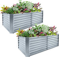 Land Guard 2 Pack 8×4×2ft Galvanized Raised Garden Bed Kit, Galvanized Planter Raised Garden Boxes Outdoor, Large Metal Raised Garden Beds for Vegetables (Modern Grey)