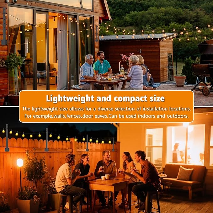 6 Pack String Light Poles,2.8Ft Light Poles for Outside String Lights,Outdoor Lights Pole with Fork,Metal Poles Stand for Patio Deck Backyard