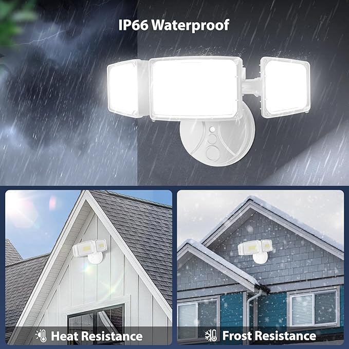 Onforu 100W 11000LM Flood Lights Outdoor, Brightness Security LED Flood Lights with 3 Adjustable Heads, Switch Controlled, IP65 Waterproof 6500K Outside Exterior Flood Light for Yard Garage Eave Patio