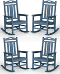 Ciokea Oversized Outdoor Rocking Chairs Set of 4, 380lbs Heavy-Duty Large Patio Rocker, High Back Cozy Porch Chairs, Weather Resistant Patio Rocking Chairs for Outside, Fire Pit, Deck, Slate Blue