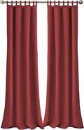 Elrene Home Fashions Matine Weatherproof Tab-Top Indoor/Outdoor Solid Color Curtain Panel for Porch, Pergola, Patio, Deck, 52”W x 95”L, Red