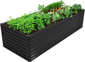 8x2x2FT Galvanized Raised Garden Bed Kit,Vegetable Plant Boxes-Rectangle Metal Flower Box,Large Planter Raised Beds Outdoor Garden for Planting,Fruit,Herb-Black