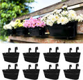 LaLaGreen Rail Planter Outdoor Plants(11.8 Inch, 8 Pack) Black Metal Iron Hanging Flower Pots Deck Railings Fence Buckets Modern Countryside Boho Style Wall Mount Window Box Plant Holder Porch Decor