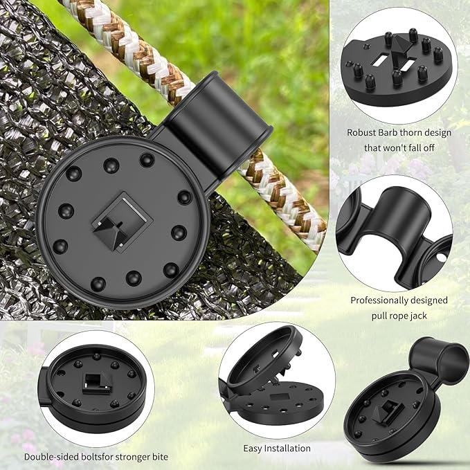 Heavy Duty Round Shade Cloth Clips 40 Pcs - Plastic Garden Net Clamps for Shade Cloth for Garden, Tarp Clips Heavy Duty, Anti Bird Netting, Sun Shade Sail, Windproof Awning Clamp