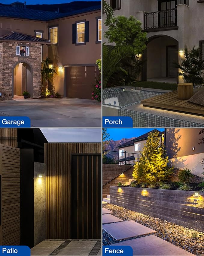 Peasur Solar Lights Outdoor Waterproof [6 Pack/140LED], Warm White Motion Sensor Lights Dusk to Dawn, 3 Modes Solar Fence Security Lighting for Wall Garden Yard Stair Outside