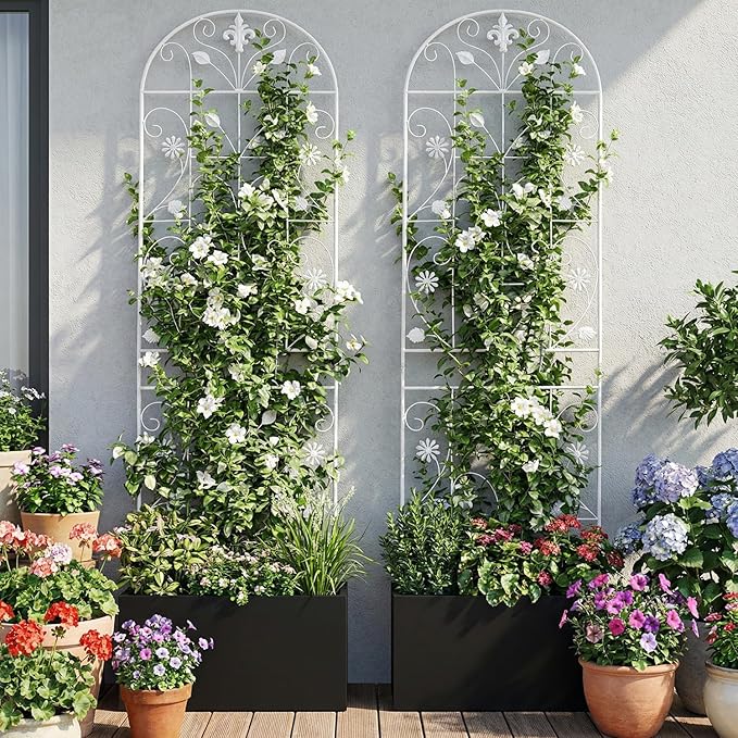 Trellis for Climbing Plants Outdoor, （2 Pack 70.8x19.6-inch）, Generic Metal Garden Trellis, Rustproof, Easy Assembly,（White）