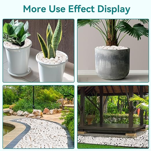 30 lbs White Rocks for Landscaping, 1-2 inch Decorative Rocks for Plants Indoor, Large Polished River Rocks for Garden, Outdoor Landscaping, Walkways, Yard, Plants Pots, Vases, Crafts