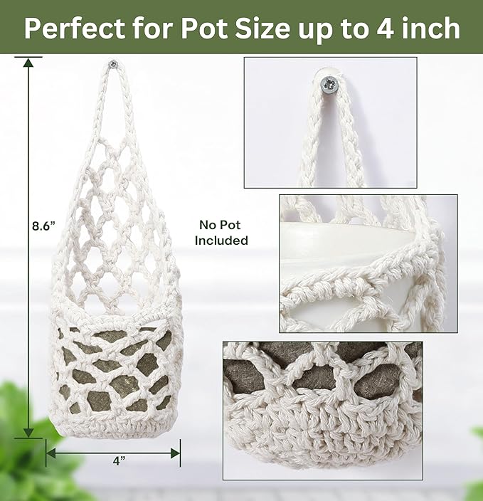 3 Packs Hanging Planters for Indoor Plants up to 4 in., Wall Plant Holder | Plant Hanger Indoor, Wall Planters for Indoor Plants, Hanging Plant (3PK, for 4 inch Pot)