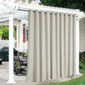 RYB HOME Extra Wide Outdoor Curtains for Patio Waterproof Heavy Duty Thermal Insulated in Summer Full Coverage Privacy for Porch, Cabana & Pool, W150 x L95, Natural, 1 Panel