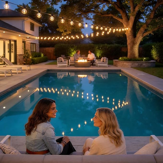 RTTY Dense-Glow 100FT All-Purpose Outdoor String Lights with 50 G40 Bulbs - Versatile for Patio & Deck Lighting, Backyard Gatherings, Poolside Evenings, and Intimate Wedding Decor
