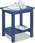 Y&M Outdoor Side Table, HIPS Adirondack Small Double Layer Table, Waterproof Square Outside Table, Balcony End Tables for Patio, Pool, Porch, Deck, Indoor or Outdoor Use, Navy Blue