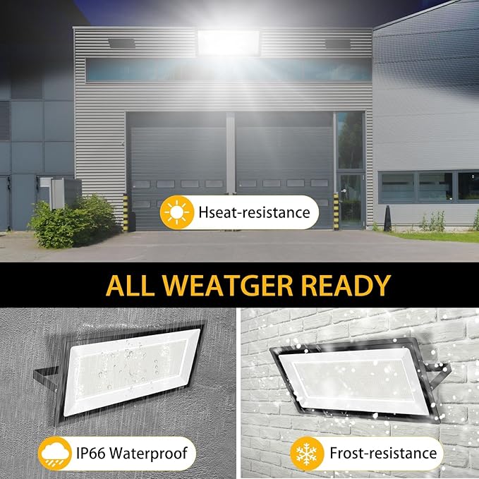 2 Pack 1000W LED Flood Light Outdoor,4250W Equivalent Super Bright 99500LM 5000K Daylight White FloodLight with Plug,IP66 Waterproof Commercial Lighting for Sports Fields,Counts,Arena,Stadium