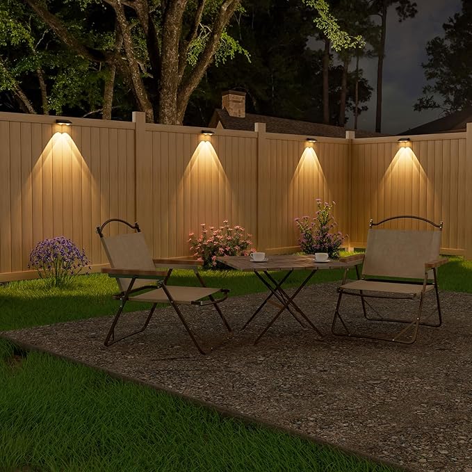 NIORSUN Solar Fence Lights,16 Pack Solars Deck Light,Warm White Color,Outdoor Bulb Waterproof Led IP65,Power Patio Lamp with Lenses for Outside/Backyard/Railing/Yard(Black)