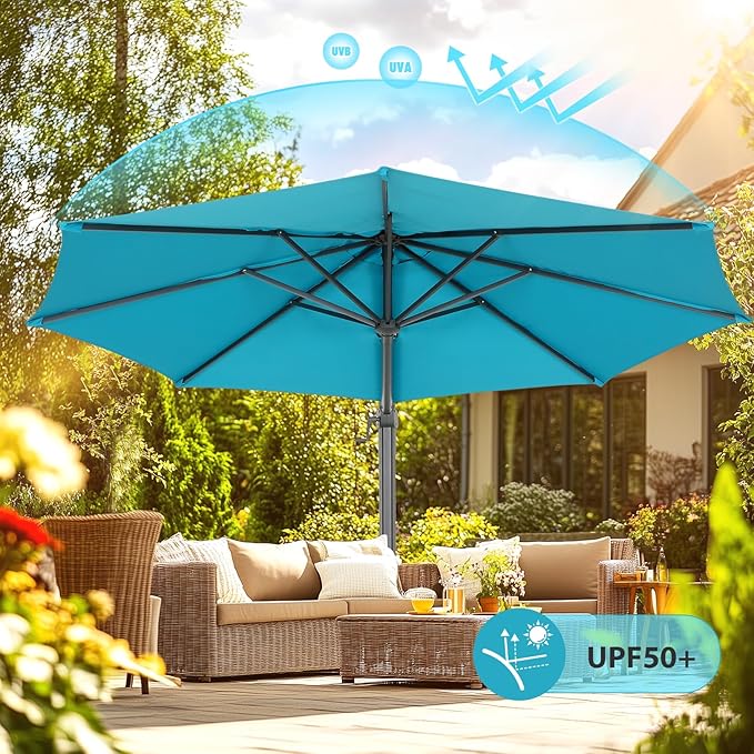 HOTEEL10x10ft Patio Umbrella Cantilever Umbrellas - Upgrade and Intensify - 360 Rotation and 5 Angles Adjustment - Aluminum Offset Pool Umbrella Outdoor Umbrellas for Patio Garden Pool