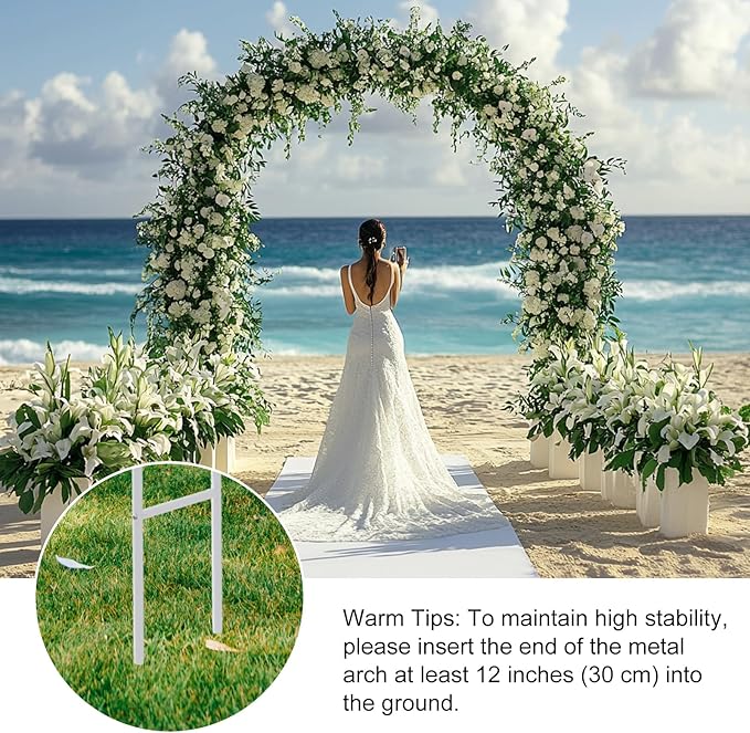 RUBFAC 94" Metal Wedding Arch Frame, White Garden Trellis for Climbing Plants Outdoor, Garden Arbors and Arches Party Archway for Flower Rose Vines Birthday Bridal Christmas Decoration