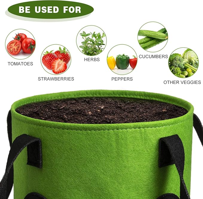 2 Pack Black and Green Upside Down Tomato & Herb Planter, Hanging Durable Aeration Fabric Strawberry Planter Bags