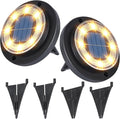 Flacchi Solar Lights Outdoor - Solar Powered Ground Lights Outdoor Solar Disk Light Waterproof Landscape Light for Patio Yard Pathway Walkway Driveway (Warm White, 2 Pack)