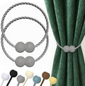 Hion Magnetic Curtain Tiebacks Grey 2pcs, Curtain Tiebacks Buckles Holdbacks Holders Hooks Clip for Home Bedroom Office Decorative Curtain