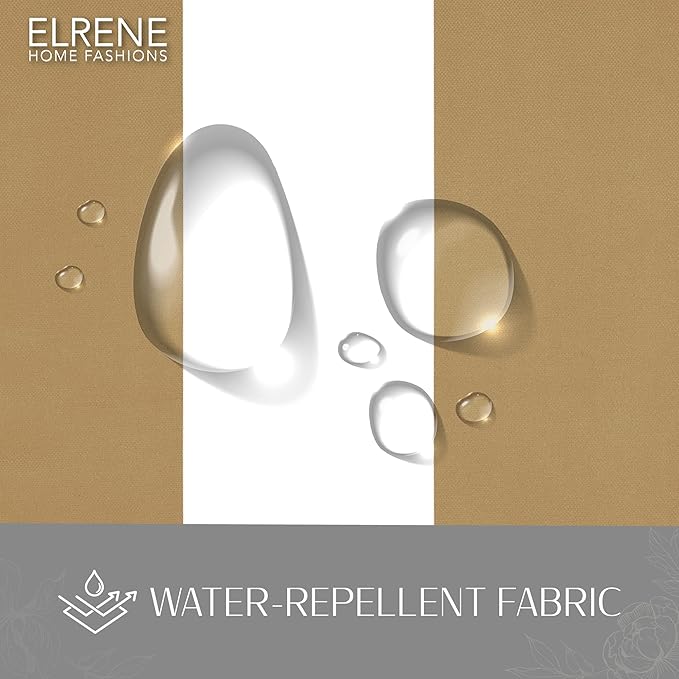 Elrene Home Fashions Highland Stripe Indoor/Outdoor Curtain Panel, 50 inches X 108 inches, Natural