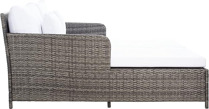 Safavieh Outdoor Collection Cadeo Grey Brown/White Cushion Daybed PAT7500C