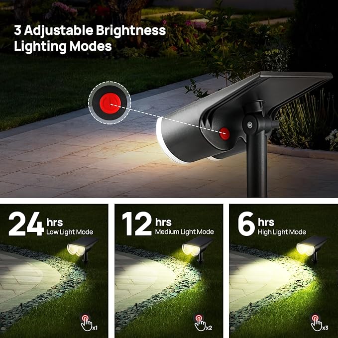 Consciot Solar Spot Lights Outdoor, 16 LEDs IP67 Waterproof, Auto On/Off Solar Landscape Spotlights, 2-in-1 Adjustable Wall Lights for Garden Yard Pathway, 6 Pack (Warm White)