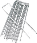 6 Inches Heavy Duty Galvanized Steel Garden Stakes Staples Securing Pegs for Securing Weed Fabric Landscape Fabric Netting Ground Sheets and Fleece, Christmas Decoration, Accessories (10, Silver)