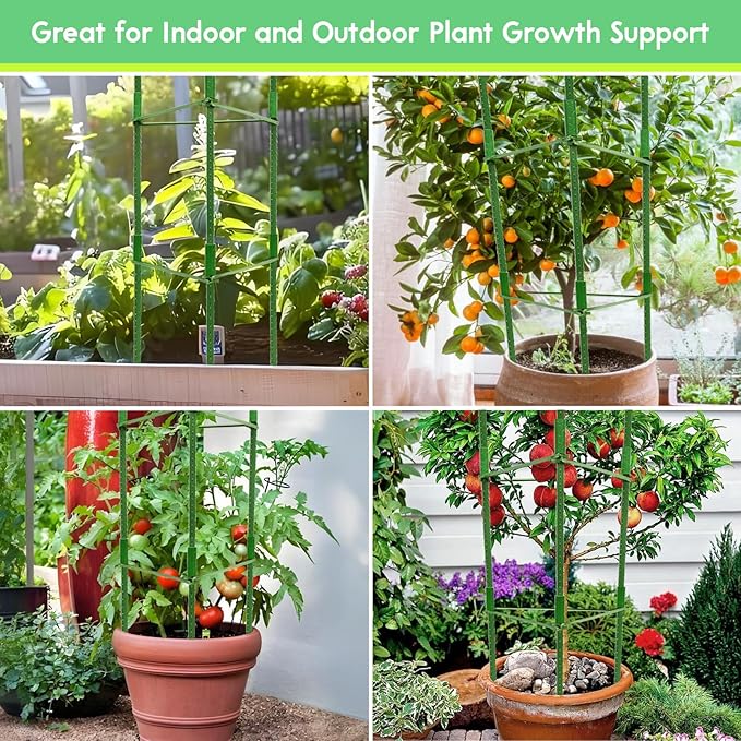 Riare 4 Pack 4 FT Tomato Cages for Garden- 48inches Heavy Duty Tomato Stakes and Supports, Adjustable Tall Tomato Plant Support Trellis for Pots, Raised Garden Bed, Climbing Vegetables Plants