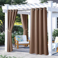 NICETOWN 2 Panels Patio Blackout Outdoor Curtains Waterproof, Thermal Insulated Stainless Steel Rustproof Grommet Indoor Outdoor Curtains & Drapes for Yard/Gazebo, Tan, W52 by L72