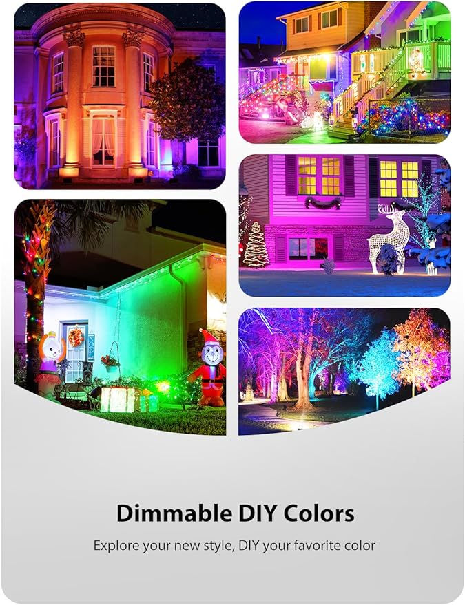 Onforu 2 Pack LED RGBW Flood Lights Outdoor 70W, 2700K Warm White Dimmable Million Color Changing Floodlight Waterproof with Remote, DIY Stage Lights Uplighting Indoor for Party