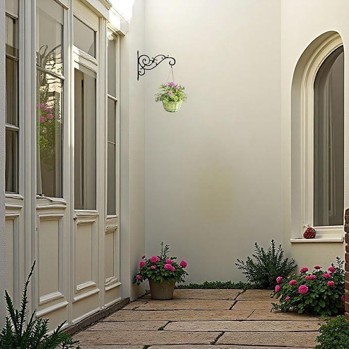 AIM & GGKK Metal Plant Hanger Hook – 2 Pack Hanging Plant Holder for Indoor & Outdoor Use,Wall Hangers Hooks for Hanging Baskets,Wall Mount Bracket for Flower Pots & Planters,Bird Feeders,Lanterns