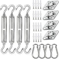 YOFIT 44 Pcs Shade Sail Hardware Kit, 5 Inch Outdoor Sun Sail Accessories, 304 Stainless Steel Turnbuckles & Brackets for Triangle/Rectangle Sails, Patio Canopy Installation Hardware Set Waterproof