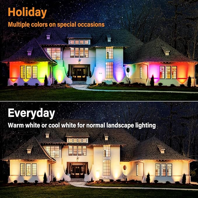 Low Voltage RGBW LED Landscape Lights Spot Lights Outdoor for Yard Garden Decor Spotlight, 12V-24V Low Voltage Landscape Lighting with 16 Color Changing and Remote IP68 Waterproof (10 Pack)