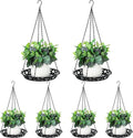 Enhon 6 Pack Metal Hanging Planter, 12 Inch Indoor Outdoor Plant Hanger, Classy Glossy Black Decorative Shelf for Window Wall Ceiling Home Decor