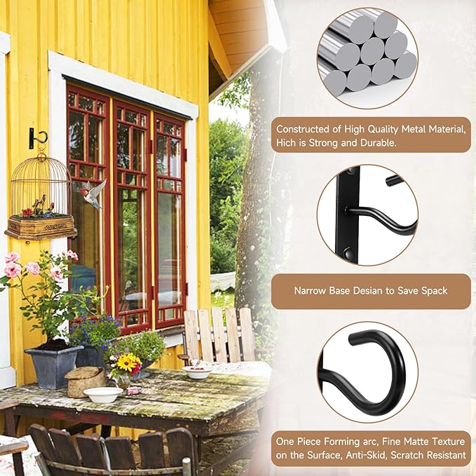 4Pack 2.5Inch Ceiling Hooks for Hanging Plant, Hanger for Indoor and Outdoor Planters Pots Holder, Wall Hook for Plant, Flower Basket, Wind Chimes, Lanterns, Lights, Bird Feeders, Home Decor