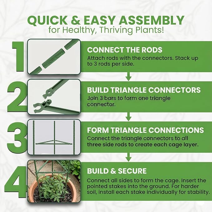 K-Brands Tomato Cage - Tomatoes Plant Stakes Support Cages Trellis for Garden and Pots (3 Pack - Extra Tall Upto 68 inches)