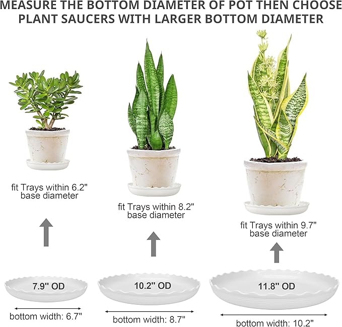 13 Pack Plant Saucer, 8 10 12 Inch Durable Plastic Plant Trays for Pots, White & Black Round Plant Pot Saucers, Drip Tray for Indoor and Outdoor Garden (for 5 6 7 8 9 10 Inch Pot)