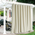 RYB HOME Extra Wide Outdoor Curtains for Patio Waterproof Heavy Duty Thermal Insulated in Summer Full Coverage Privacy for Porch, Cabana & Pool, W120 x L84, Beige, 1 Panel