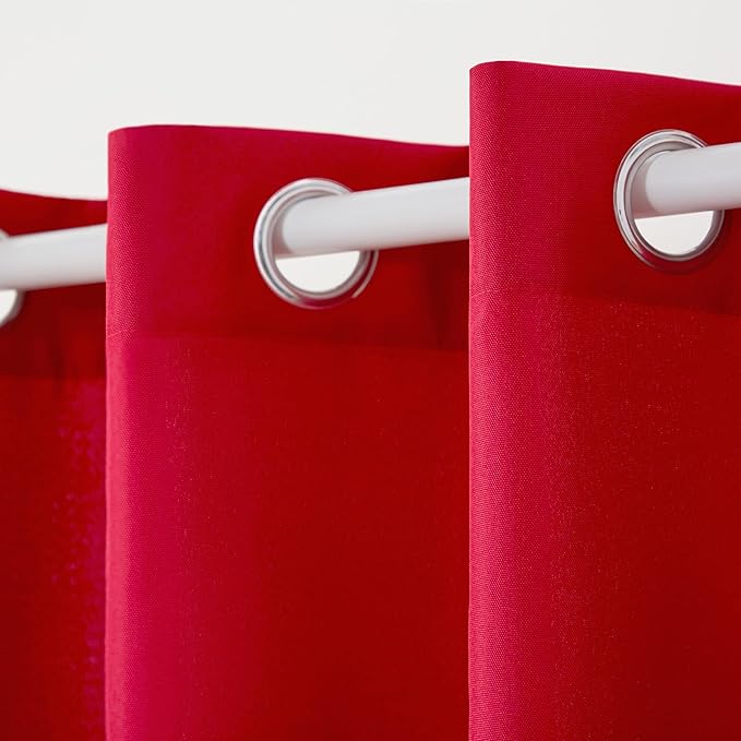 TOWN & COUNTRY BASICS Cabana Solid Heavyweight Indoor Outdoor Curtains, Light Filtering Opacity with Grommet Top, Water Repellent, 2-Pack Set, 54"x108", Radiant Red