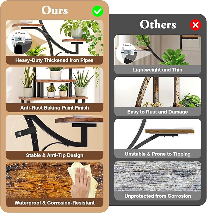 [2026 New Upgraded] Plant Stand Indoor with 4 Grow Lights & 3 Colors, 8 Tiered Corner Plant Shelf, 63" Tall Plant Stands for Indoor Plants Multiple, Metal Flower Display Shelves Holder for Home