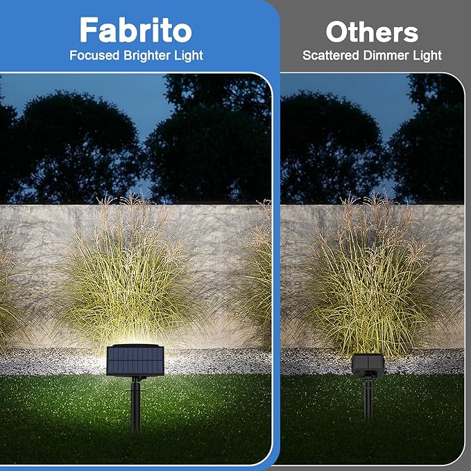 Fabrito Large Solar Spot Lights Outdoor 6 Pack, 1000 Lumens High Brightness, IP65 Waterproof Solar Spotlight with 136 LEDs, Dusk to Dawn Solar Landscape Lights for Yard, Garden, Pathway, Plants(White)
