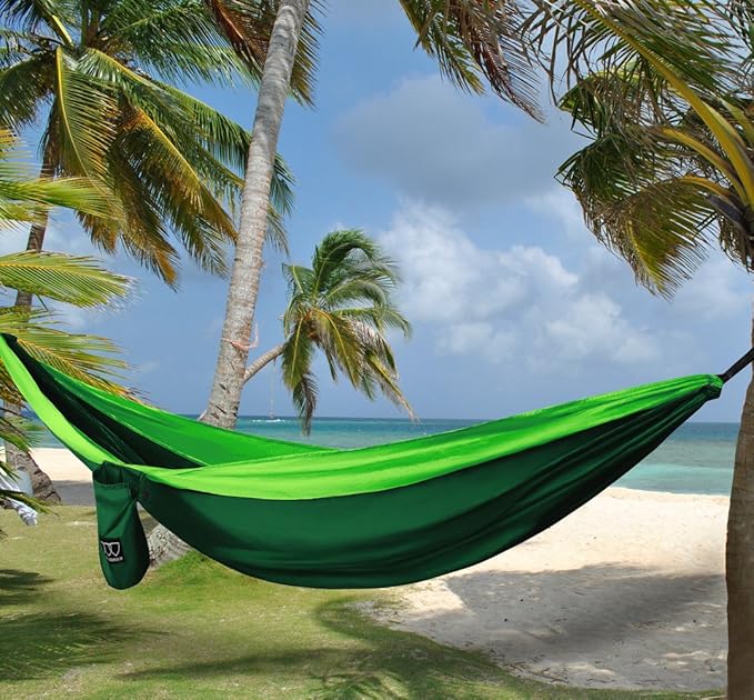 Gold Armour Camping Hammock - XL Double Hammock Portable Hammock Camping Accessories Gear for Outdoor Indoor with Tree Straps, USA Based Brand (Green)