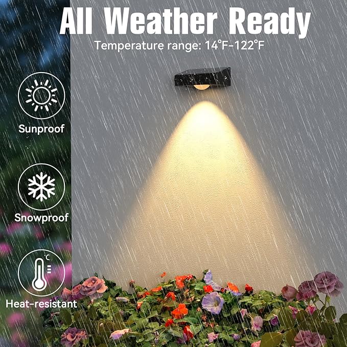 Solar LED Wall Light,RGB Color Changing Spotlight - Waterproof Outdoor Garden Path Lighting,10 Modes Auto On/Off,IP44 ABS Material,30H Runtime No Wiring Needed for Yard & Courtyard (24 P)
