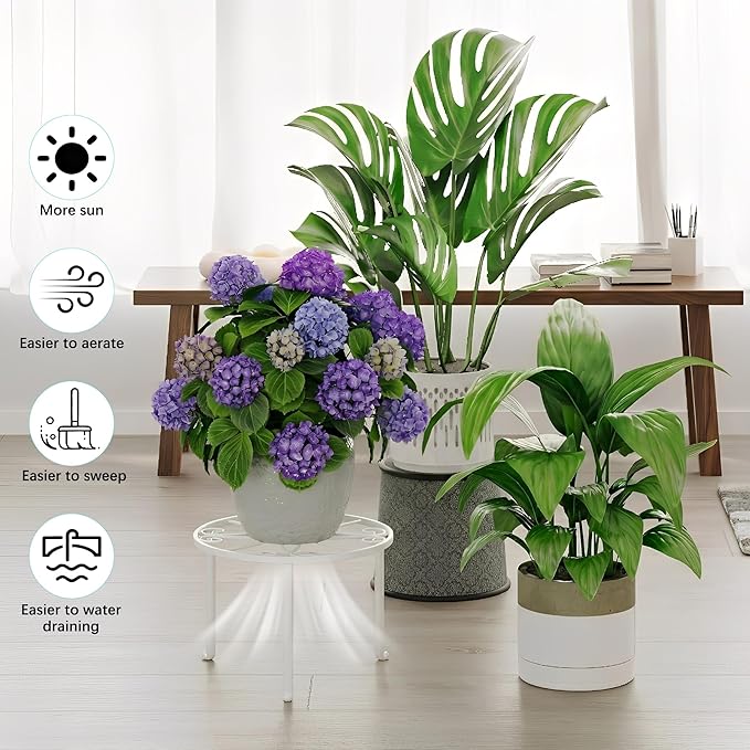 5 Pack Heavy Duty Rustproof Iron Flower Pot Stand Holder Indoor Outdoor Pot Stand Rack Decorative Round Flower Stand Display Shelf for Living Room