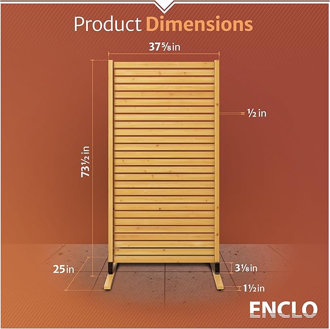 6.1ft H x 3ft W (1 Panel) Freestanding or Surface Mounted Enclo Tiaga Privacy Screen, Wood Fence Screen, Outdoor or Indoor Decorative Privacy Panel, Great for Balcony, Patio, Deck, AZ18030